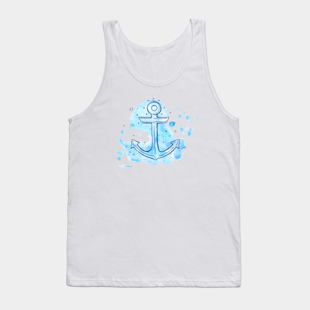 Anchor in watercolor and ink Tank Top by MisTral